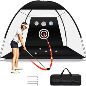Heavy Duty Golf Practice Net, Golf Swing Net, 10x7ft Golf Hitting Training Aids Nets with Target and Carry Bag for Backyard Driving Chipping - Men Kids Indoor Outdoor Sports Game