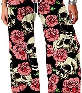 Women's Skull Printing Pants Plus Size Active Yoga Pants Loose Trousers